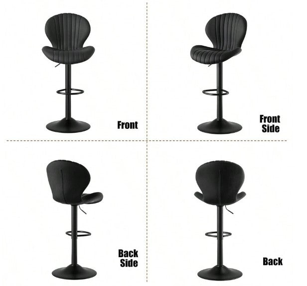 Modern Bar Stools Set Of 2,Adjustable Swivel Barstools,Counter Height Stool Chair With High Backrest For Dining Room