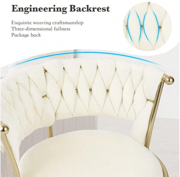 Modern Swivel Woven Velvet Bar Stools Set Of 2, Stool, 360° Swivel Adjustable Height Bar Stool With Backs Gold Metal Tall Bar Stools Counter Height For Kitchen Island Pub