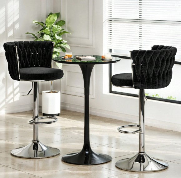 Stylish Bar Stool Set With Backrest Footstool Rotatable, Adjustable Cushion, Kitchen Island Chair, Four Colors, Metal Support