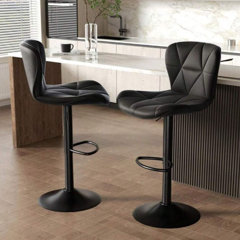 Modern Bar Stool Set Of 2, Adjustable Faux Leather Upholstered Swivel Counter Stools, Counter Height Barstools With Back For Kitchen Island