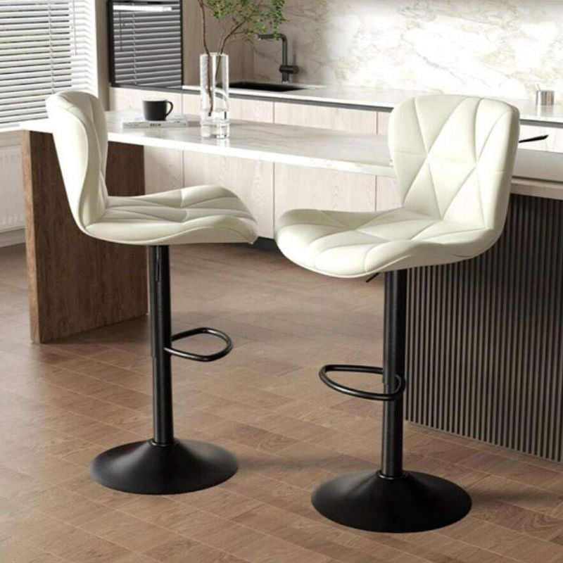 Modern Bar Stool Set Of 2, Adjustable Faux Leather Upholstered Swivel Counter Stools, Counter Height Barstools With Back For Kitchen Island