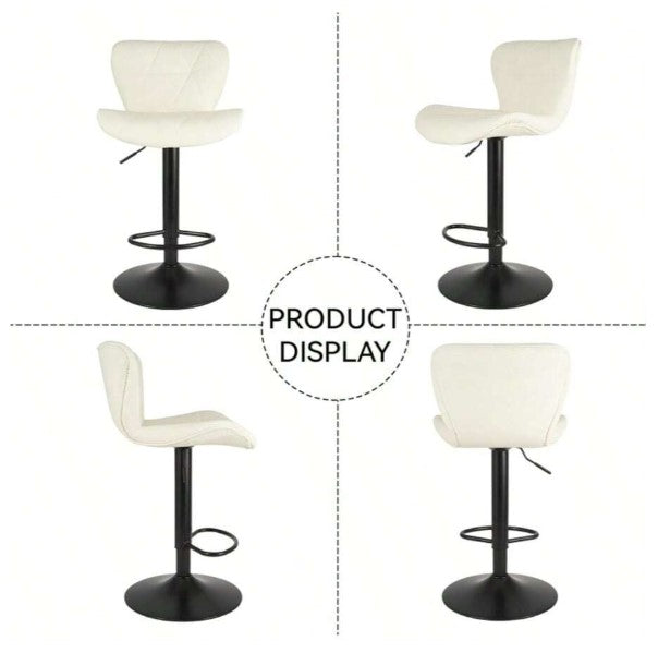 Modern Bar Stool Set Of 2, Adjustable Faux Leather Upholstered Swivel Counter Stools, Counter Height Barstools With Back For Kitchen Island