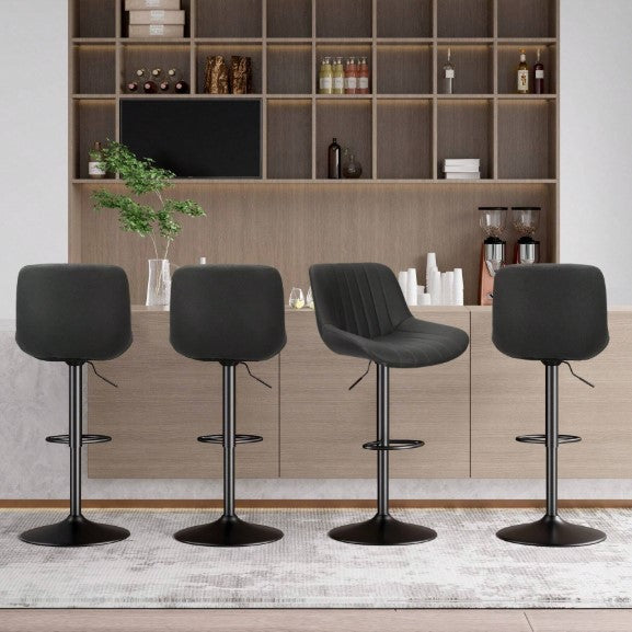Bar Stools Set Of 4, Adjustable Modern Swivel Bar Stools With Backs, Counter Height Performance Fabric Island Chairs For Home Kitchen