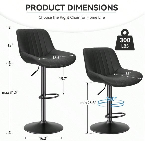 Bar Stools Set Of 4, Adjustable Modern Swivel Bar Stools With Backs, Counter Height Performance Fabric Island Chairs For Home Kitchen