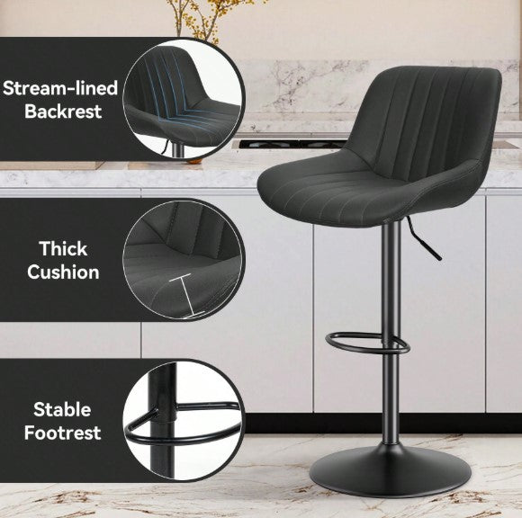 Bar Stools Set Of 4, Adjustable Modern Swivel Bar Stools With Backs, Counter Height Performance Fabric Island Chairs For Home Kitchen