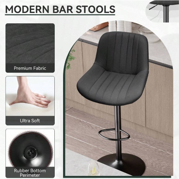 Bar Stools Set Of 4, Adjustable Modern Swivel Bar Stools With Backs, Counter Height Performance Fabric Island Chairs For Home Kitchen
