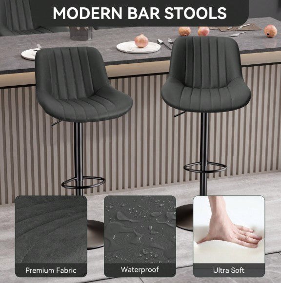 Bar Stools Set Of 4, Adjustable Modern Swivel Bar Stools With Backs, Counter Height Performance Fabric Island Chairs For Home Kitchen