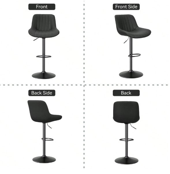 Bar Stools Set Of 4, Adjustable Modern Swivel Bar Stools With Backs, Counter Height Performance Fabric Island Chairs For Home Kitchen