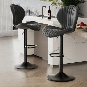 Modern Bar Stools Set Of 2,Adjustable Swivel Barstools,Counter Height Stool Chair With High Backrest For Dining Room