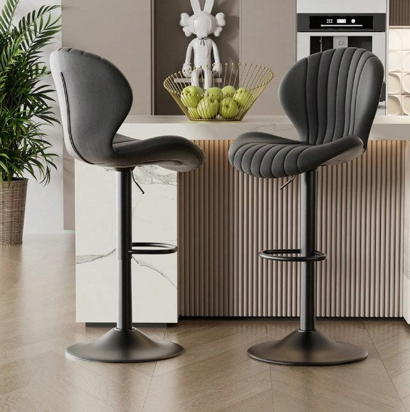 Modern Bar Stools Set Of 2,Adjustable Swivel Barstools,Counter Height Stool Chair With High Backrest For Dining Room