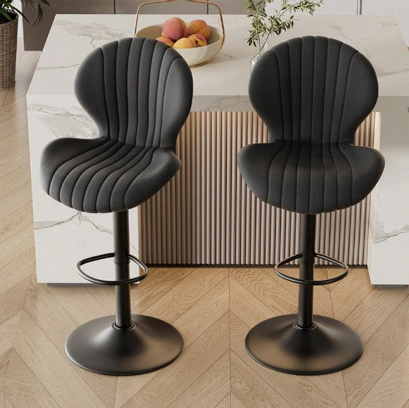 Modern Bar Stools Set Of 2,Adjustable Swivel Barstools,Counter Height Stool Chair With High Backrest For Dining Room