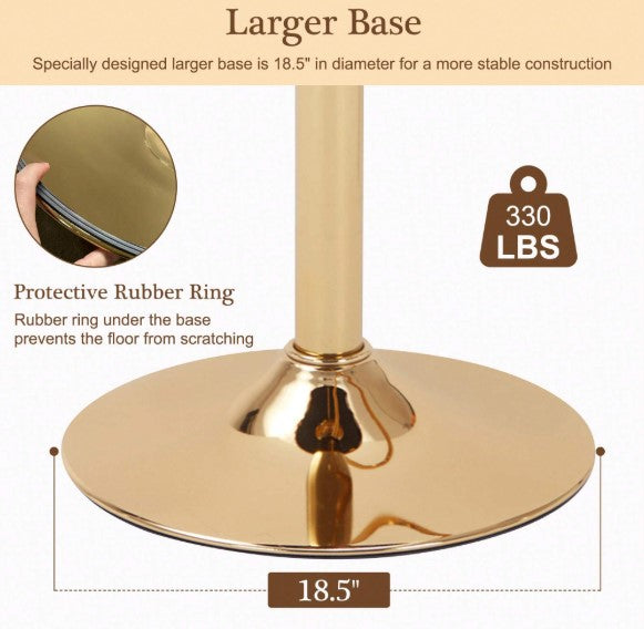 Bar Stools Set, Adjustable Barstools Counter Height Stools With Back And Arm, Velvet Woven Kitchen Island Stools W/Gold Metal Leg & Base, 360° Swivel Bar Chair