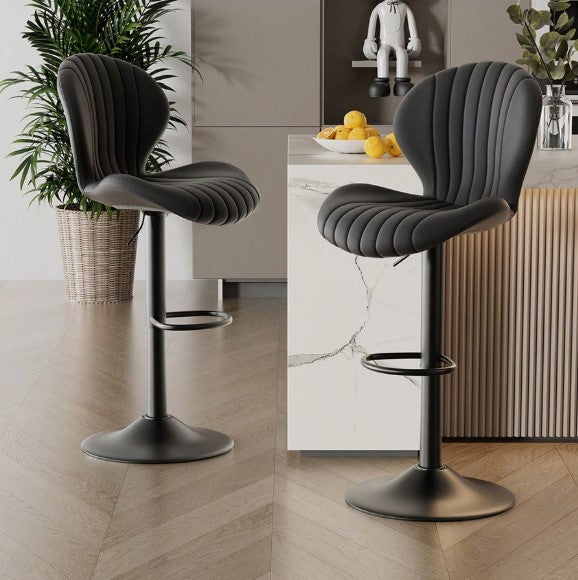 Modern Bar Stools Set Of 2,Adjustable Swivel Barstools,Counter Height Stool Chair With High Backrest For Dining Room