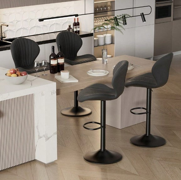 Modern Bar Stools Set Of 2,Adjustable Swivel Barstools,Counter Height Stool Chair With High Backrest For Dining Room