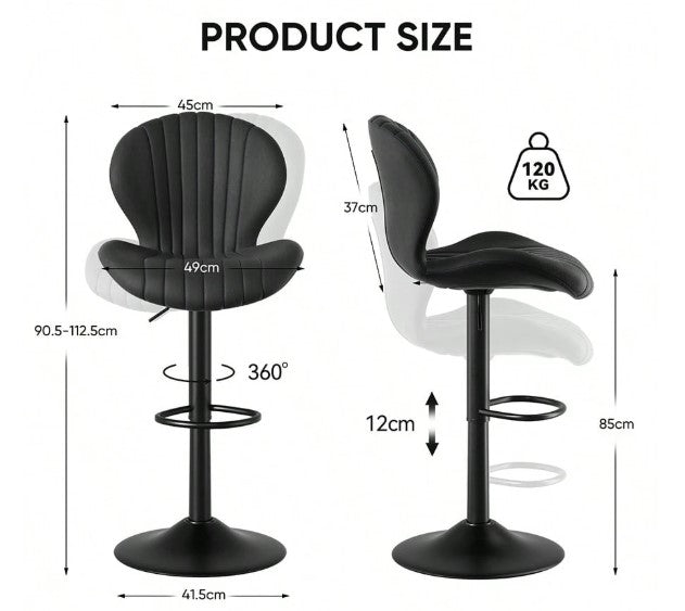 Modern Bar Stools Set Of 2,Adjustable Swivel Barstools,Counter Height Stool Chair With High Backrest For Dining Room